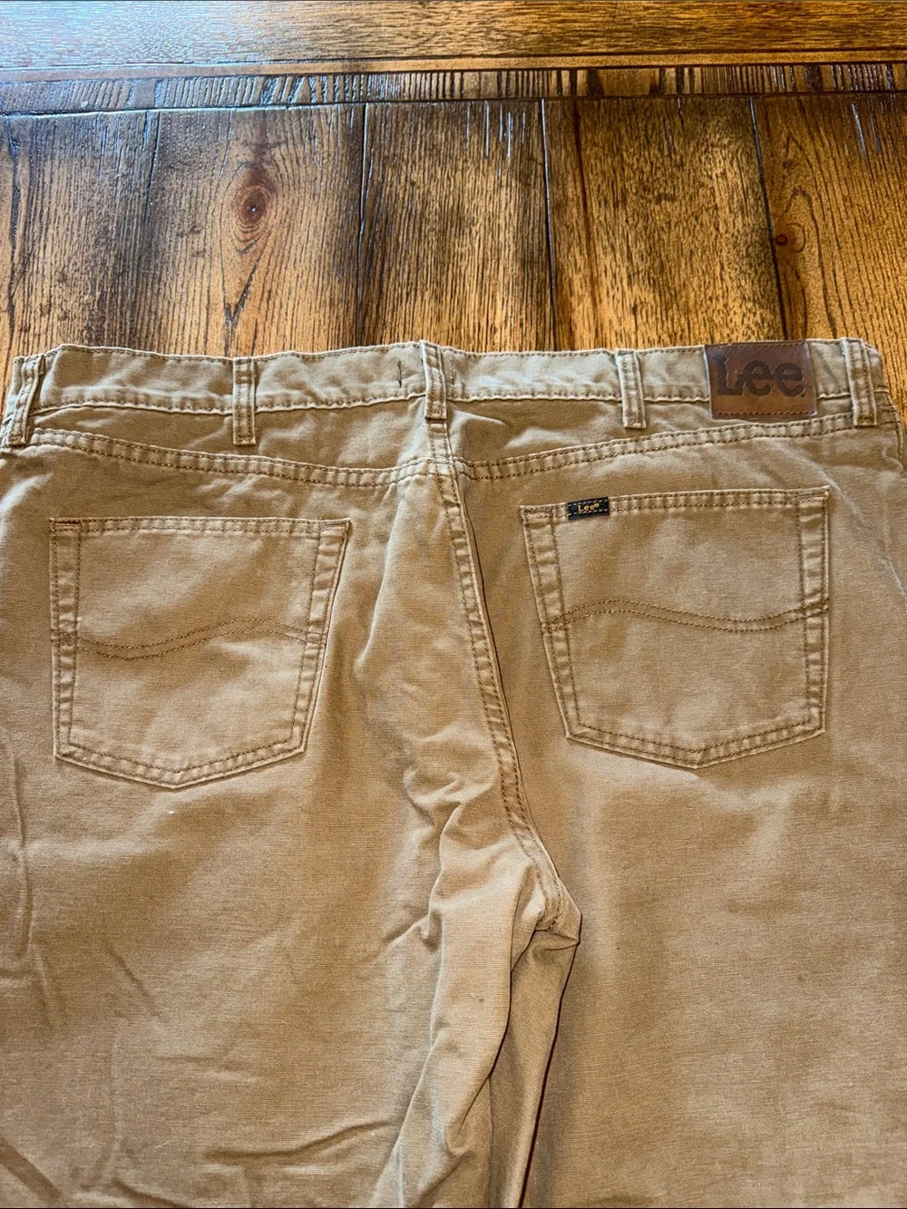 Lee Men's Flannel Lined Tan Relaxed Jeans with Plaid Cuff